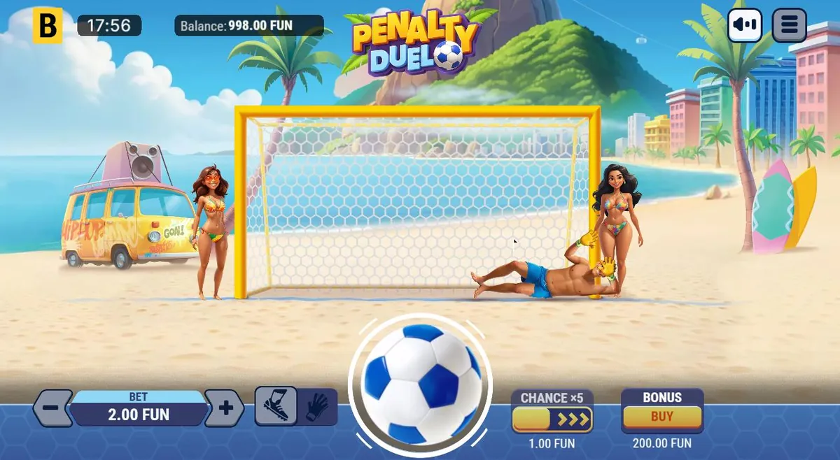 Écran de jeu de Penalty Duel, jeu instantané BGaming accessible en Côte d'Ivoire